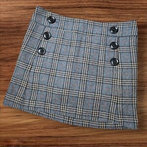 Gray Plaid Wool Blend Preppy Mini Skirt
